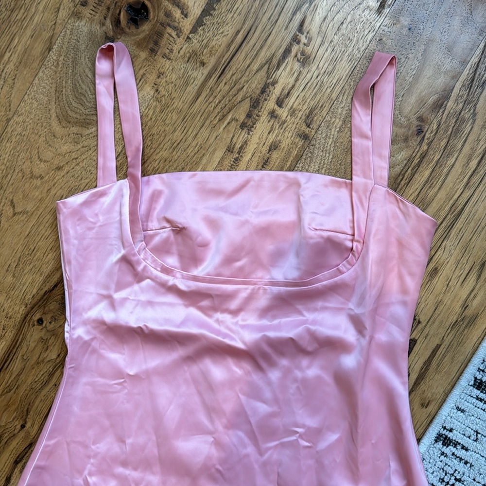 Baby Pink Satin Mini Dress Bootique - Picture 4 of 8